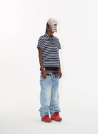 BLIND NO PLAN Striped Embroidered Polo