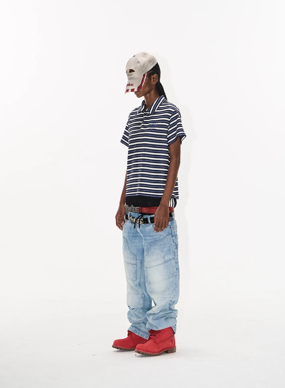 BLIND NO PLAN Striped Embroidered Polo