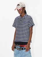 BLIND NO PLAN Striped Embroidered Polo