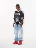 BLIND NO PLAN Striped Sports Uniform Digital Print Polo