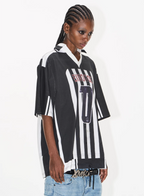 BLIND NO PLAN Striped Sports Uniform Digital Print Polo
