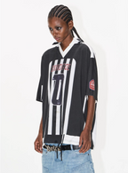 BLIND NO PLAN Striped Sports Uniform Digital Print Polo