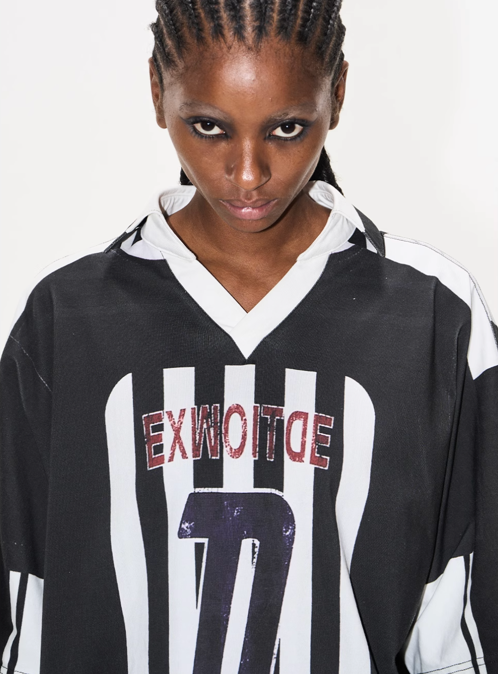 BLIND NO PLAN Striped Sports Uniform Digital Print Polo