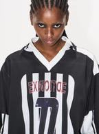 BLIND NO PLAN Striped Sports Uniform Digital Print Polo