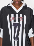 BLIND NO PLAN Striped Sports Uniform Digital Print Polo