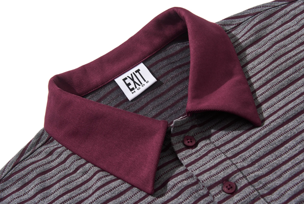 BLIND NO PLAN Striped Raw-Edge Patch Polo