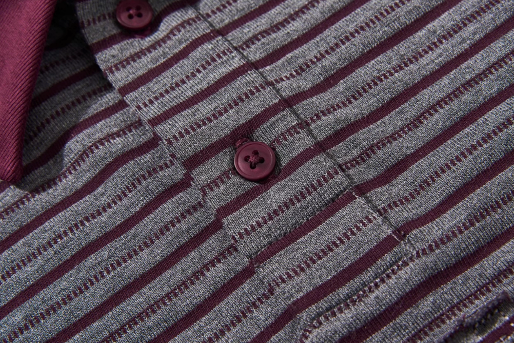 BLIND NO PLAN Striped Raw-Edge Patch Polo