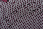 BLIND NO PLAN Striped Raw-Edge Patch Polo