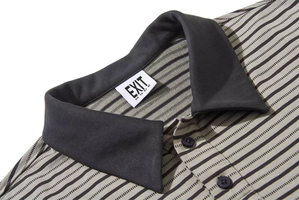 BLIND NO PLAN Striped Raw-Edge Patch Polo