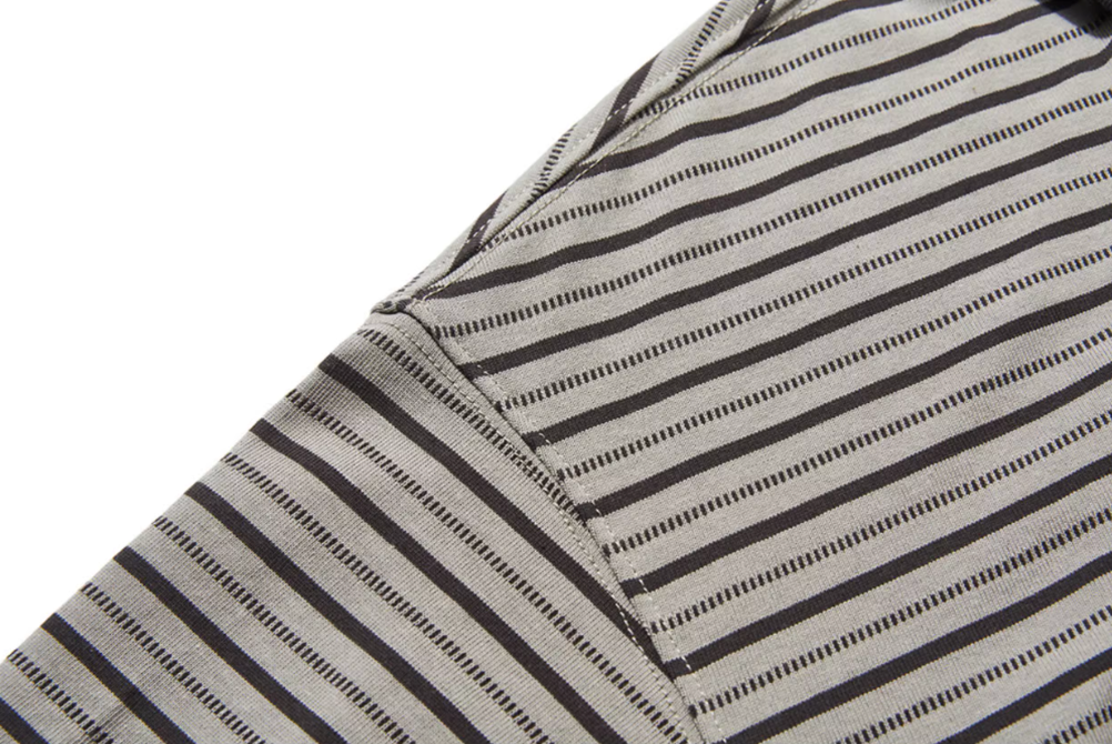 BLIND NO PLAN Striped Raw-Edge Patch Polo