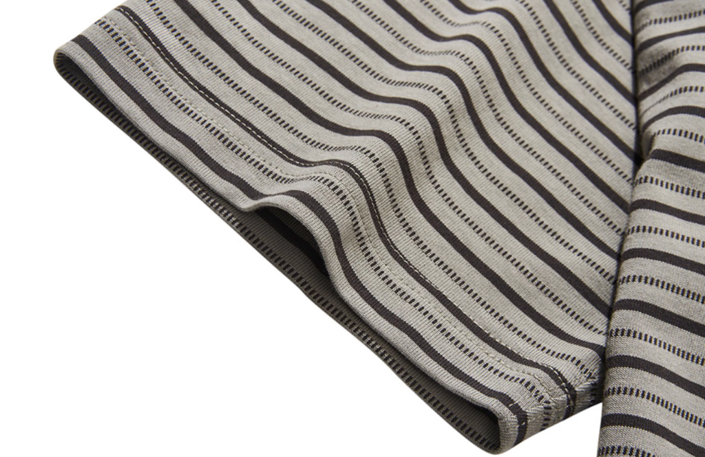 BLIND NO PLAN Striped Raw-Edge Patch Polo
