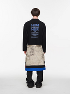 BLIND NO PLAN V-Neck Washed Print Long Sleeve Tee