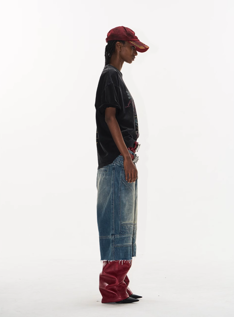 BLIND NO PLAN Washed and Aged Overlapping Print Tee