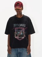 BLIND NO PLAN Washed and Aged Overlapping Print Tee
