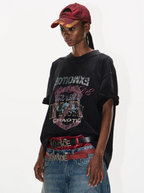 BLIND NO PLAN Washed and Aged Overlapping Print Tee