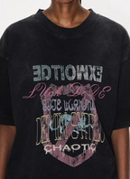 BLIND NO PLAN Washed and Aged Overlapping Print Tee