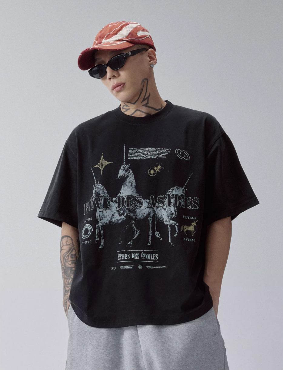 F2CE Washed RÈVE DES ASTRES Print Tee