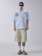 F2CE Printed Striped Short-Sleeve Pullover Shirt