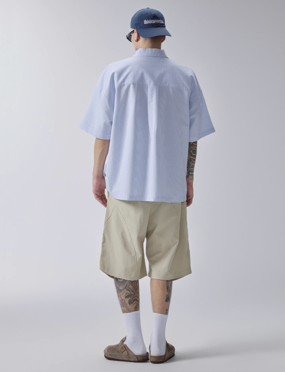 F2CE Printed Striped Short-Sleeve Pullover Shirt