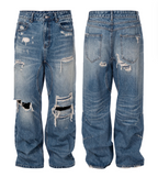 F2CE Washed Distressed Hole Jeans