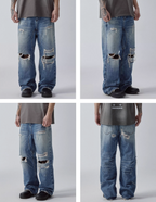 F2CE Washed Distressed Hole Jeans