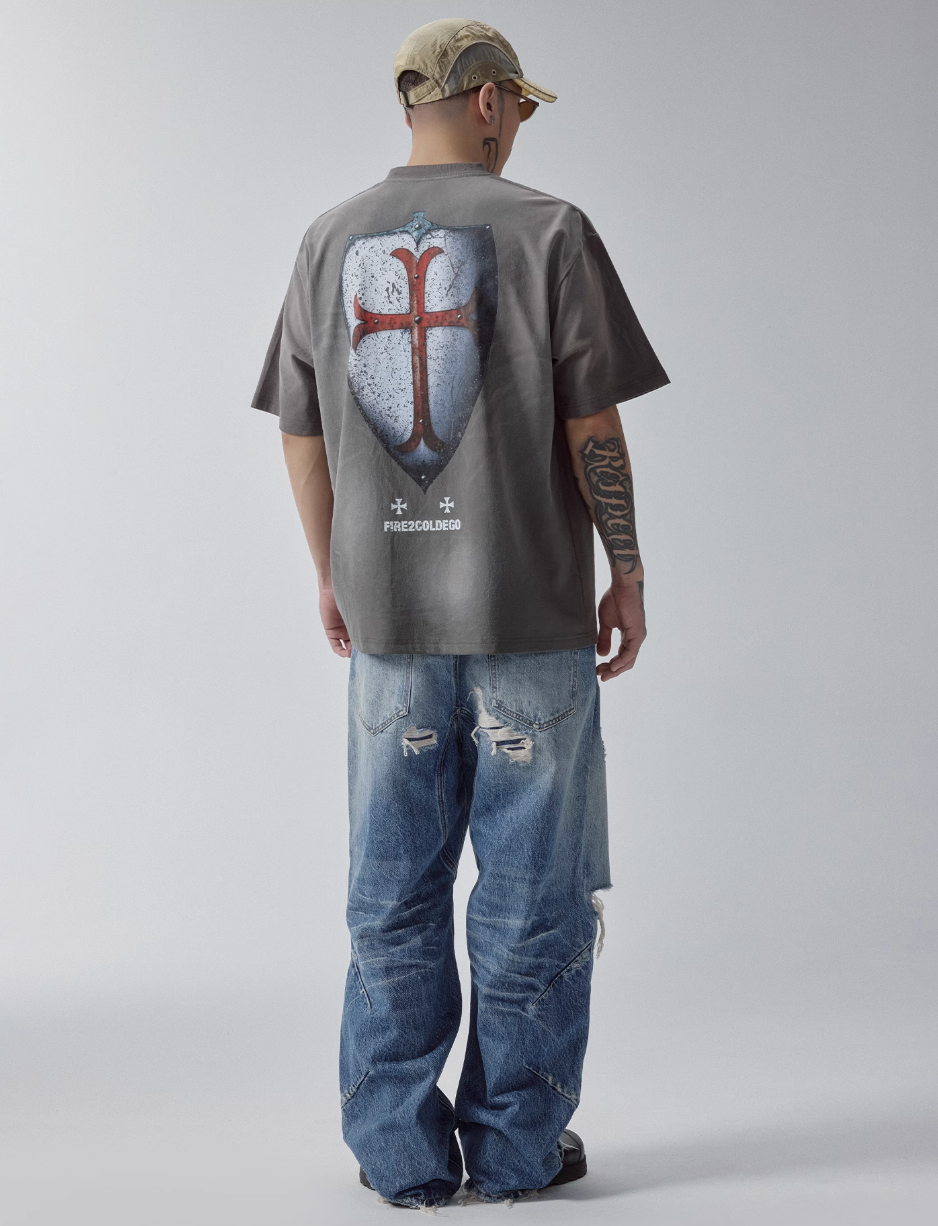 F2CE Washed Distressed Hole Jeans