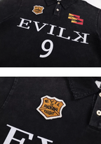EVILKNIGHT(EK) Embroidered and Logo Printed Washed Polo