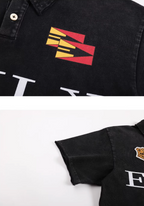 EVILKNIGHT(EK) Embroidered and Logo Printed Washed Polo