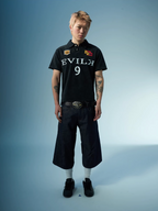 EVILKNIGHT(EK) Embroidered and Logo Printed Washed Polo