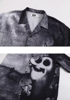 EVILKNIGHT(EK) Full-Print Graffiti Portrait Cuban Shirt