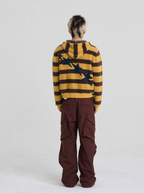 EVILKNIGHT(EK) Striped Star Knit Zip-Up Hoodie