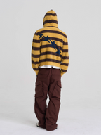 EVILKNIGHT(EK) Striped Star Knit Zip-Up Hoodie