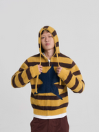 EVILKNIGHT(EK) Striped Star Knit Zip-Up Hoodie