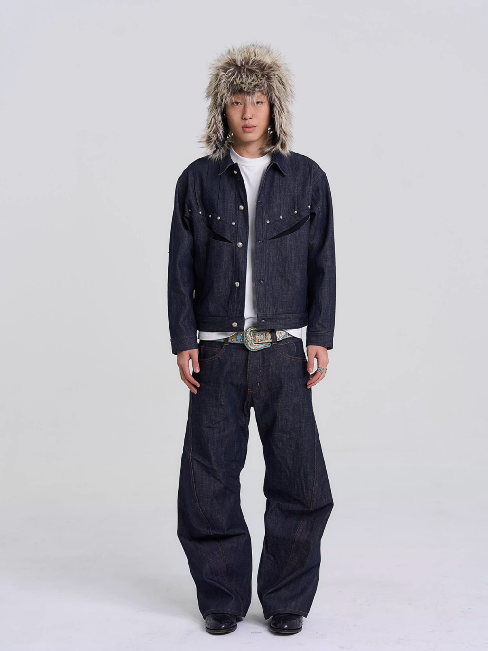 EVILKNIGHT(EK) Classic Tailoring Line Wide-Leg Jeans