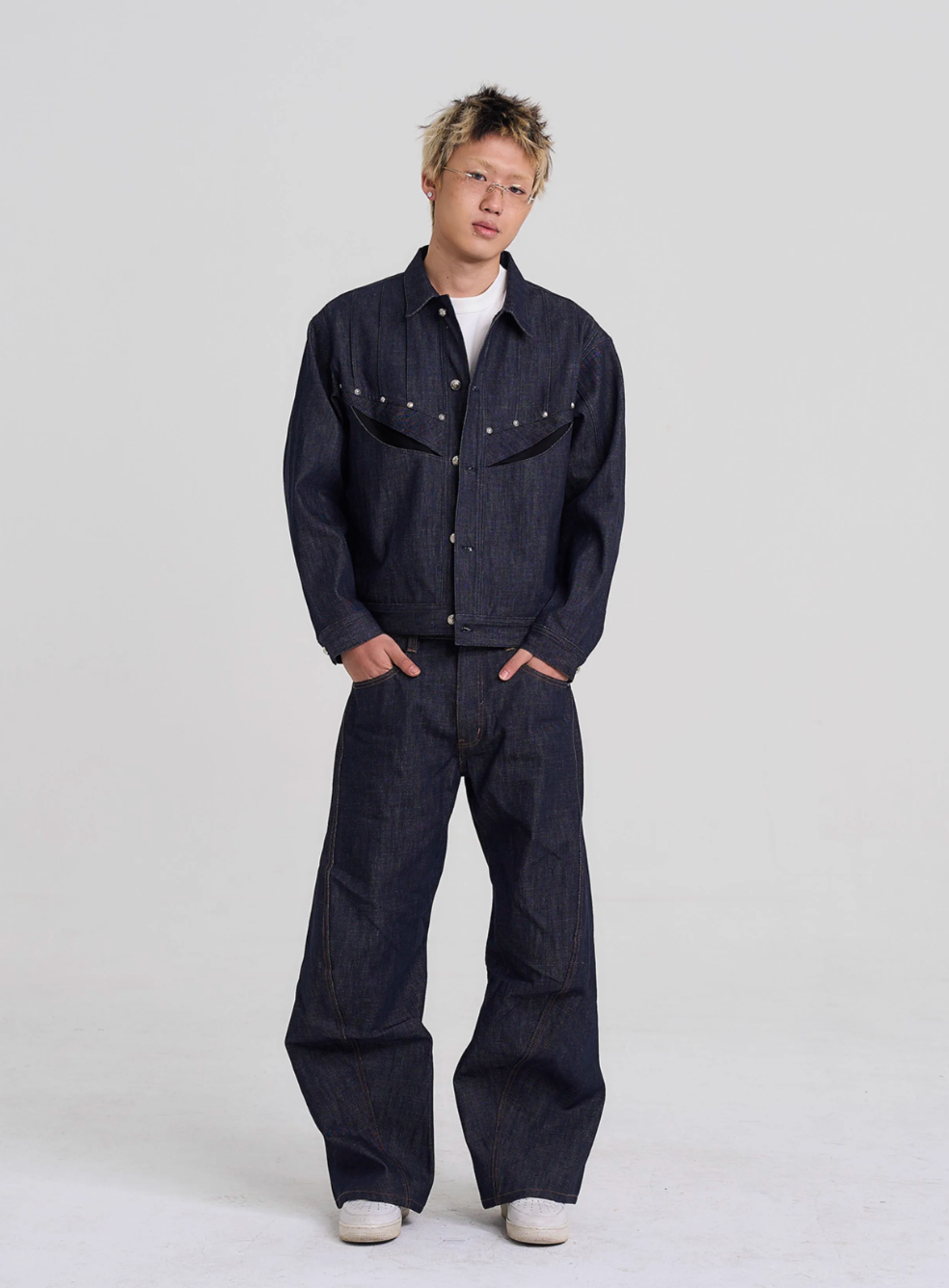 EVILKNIGHT(EK) Classic Tailoring Line Wide-Leg Jeans
