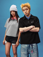 YADcrew Double Collar Layered Twisted Plaid Polo