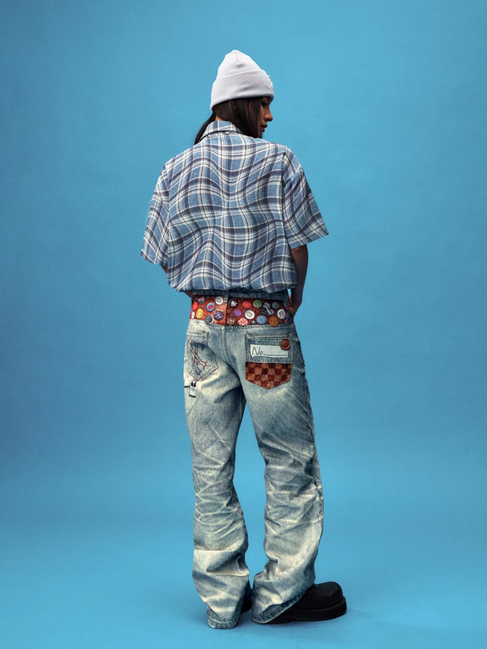 YADcrew Twisted Plaid Short Sleeve Shirt