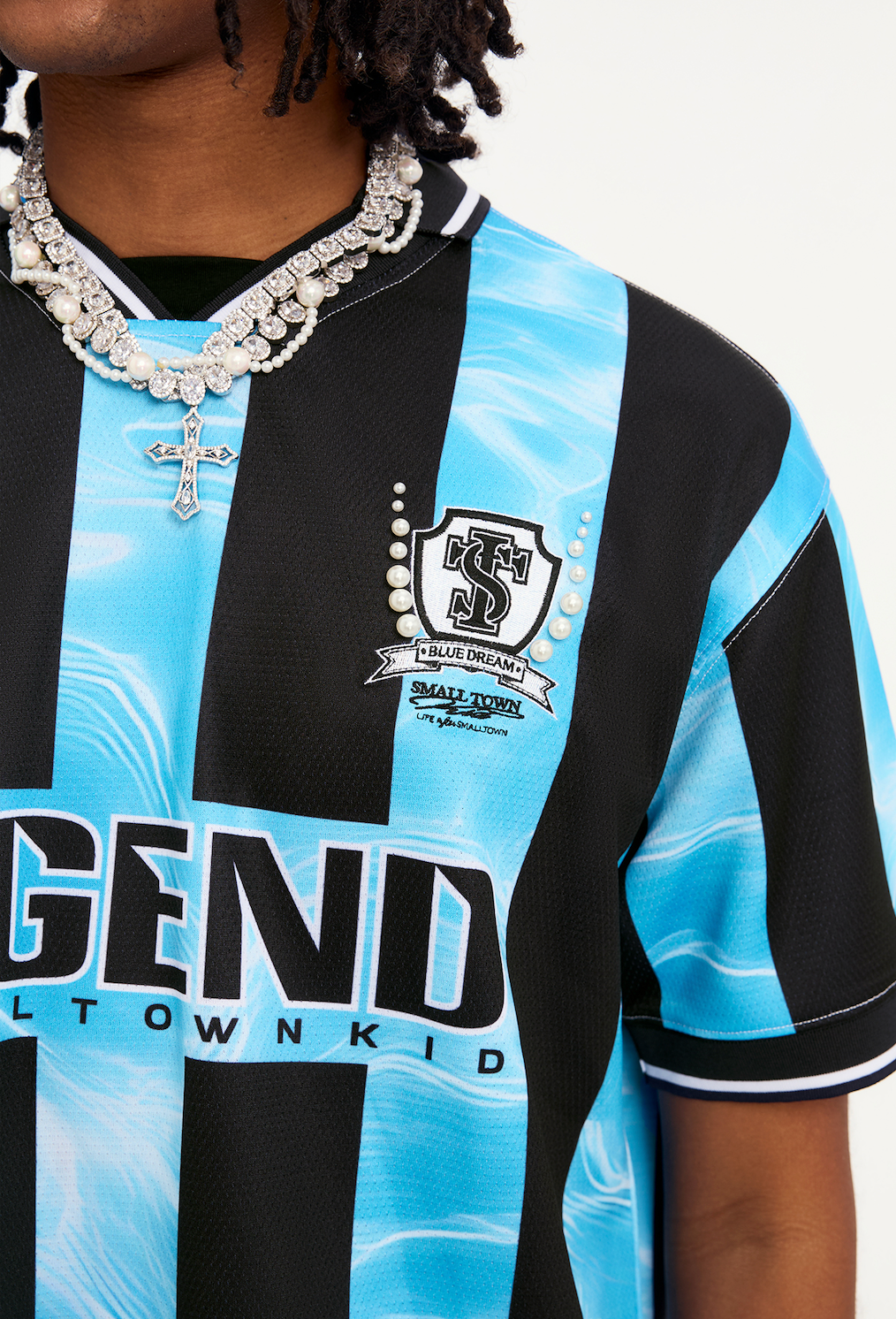 Small Town Kid Water Ripple Striped Polo Jersey