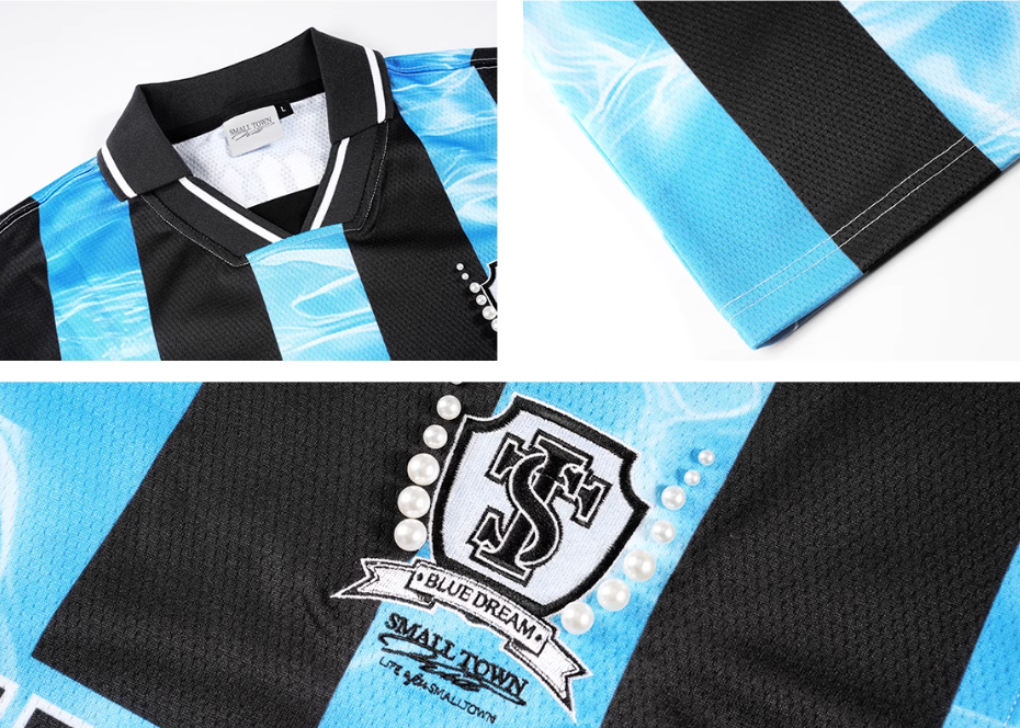 Small Town Kid Water Ripple Striped Polo Jersey
