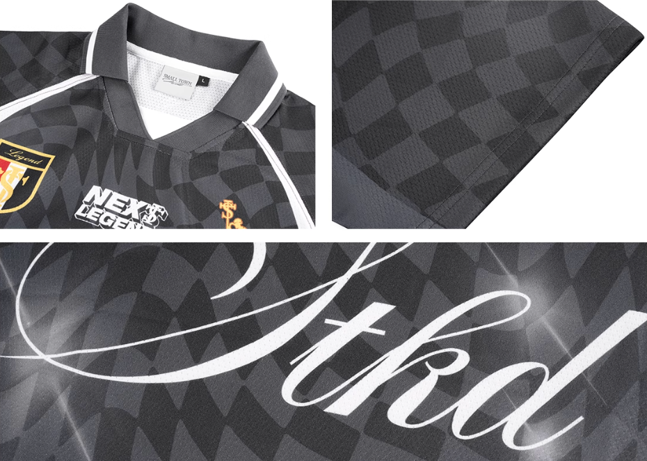 Small Town Kid Twisted Plaid Patchwork Polo Jersey