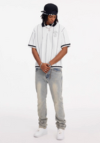 Small Town Kid Pearl Logo Striped Polo Jersey