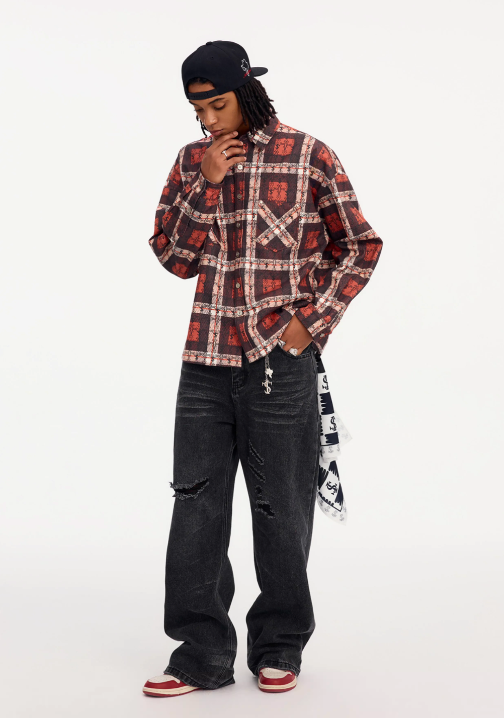Small Town Kid Cross Logo Original Plaid Full-Print Long Sleeve Shirt