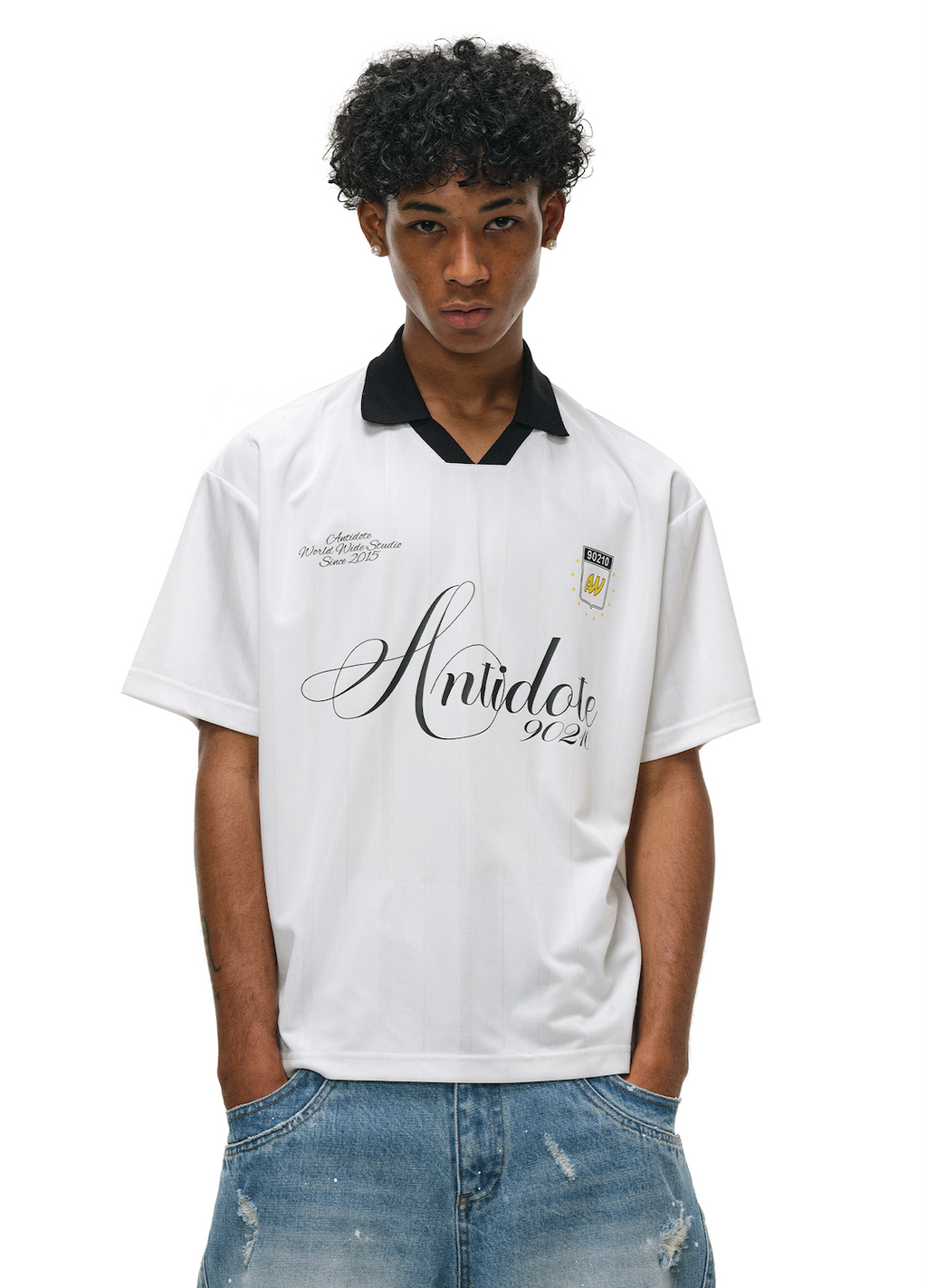 ANTIDOTE Striped Jersey Polo