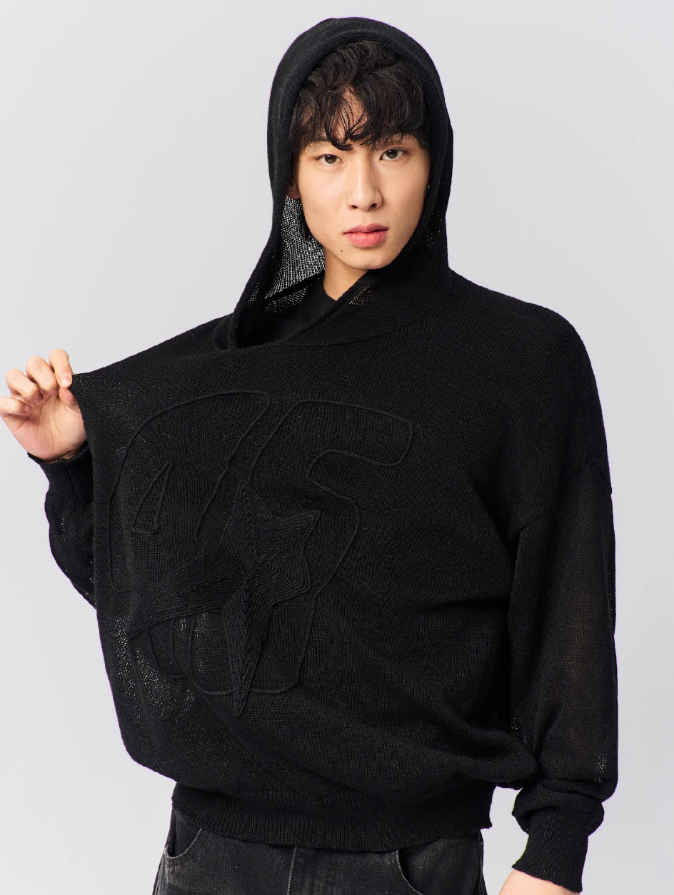 S45 Star Logo Mesh Knit Hoodie