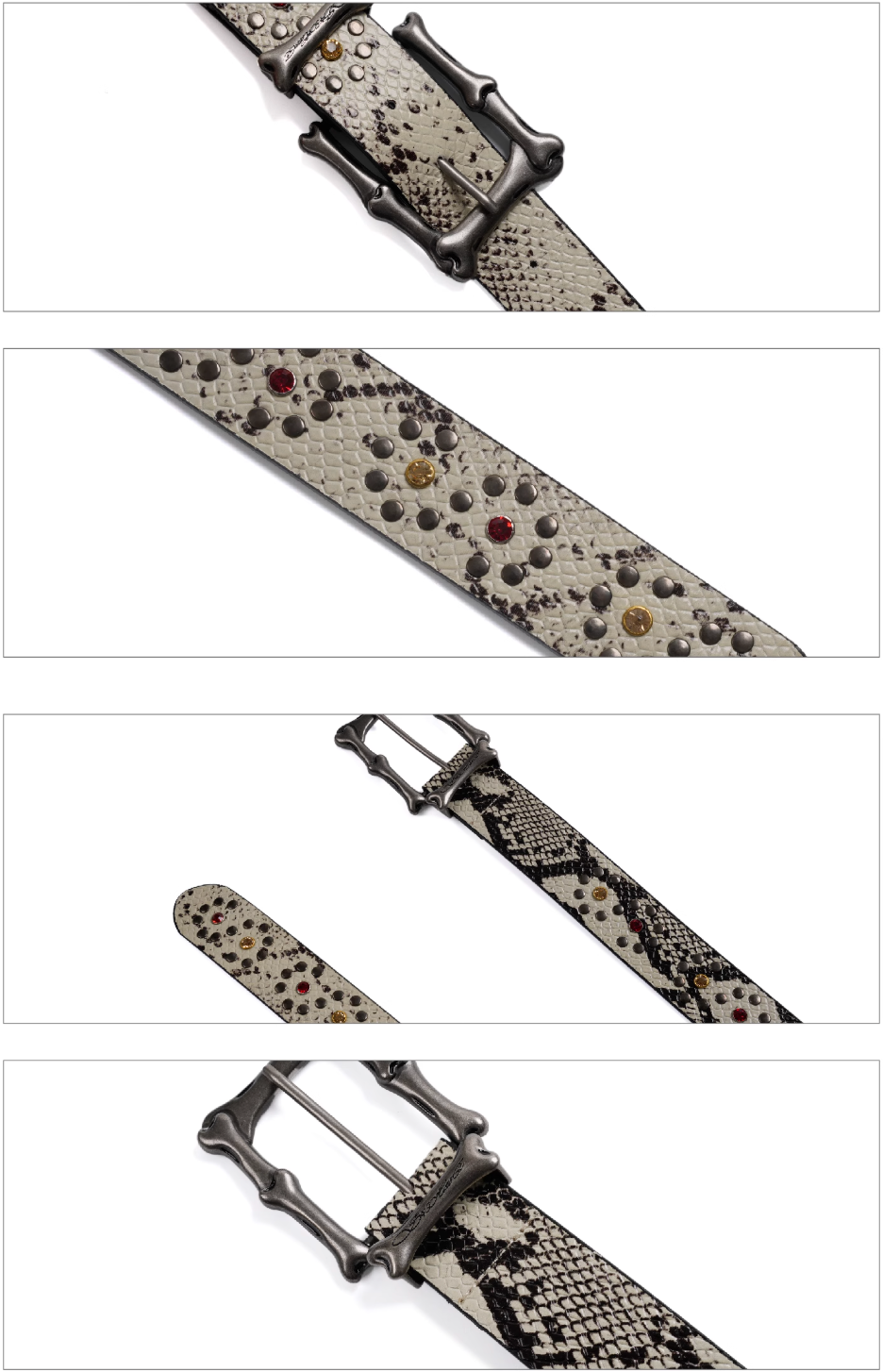 S45 Snake Pattern Studded Metal Buckle Belt