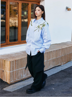 Harsh and Cruel Striped Floral Embroidered Long Sleeve Shirt
