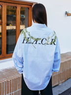Harsh and Cruel Striped Floral Embroidered Long Sleeve Shirt