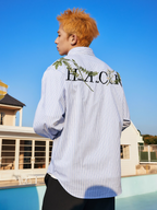 Harsh and Cruel Striped Floral Embroidered Long Sleeve Shirt