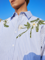 Harsh and Cruel Striped Floral Embroidered Long Sleeve Shirt