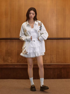 Harsh and Cruel Burnout Lace Embroidered Striped Long Sleeve Shirt
